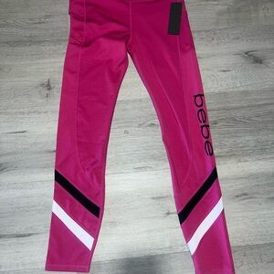 Bebe Fuchsia Leggings with Black and White Accents
